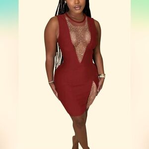 New Women's Sexy Sparkly Rhinestone Sleeveless Bodycon Mini Dress Club Night